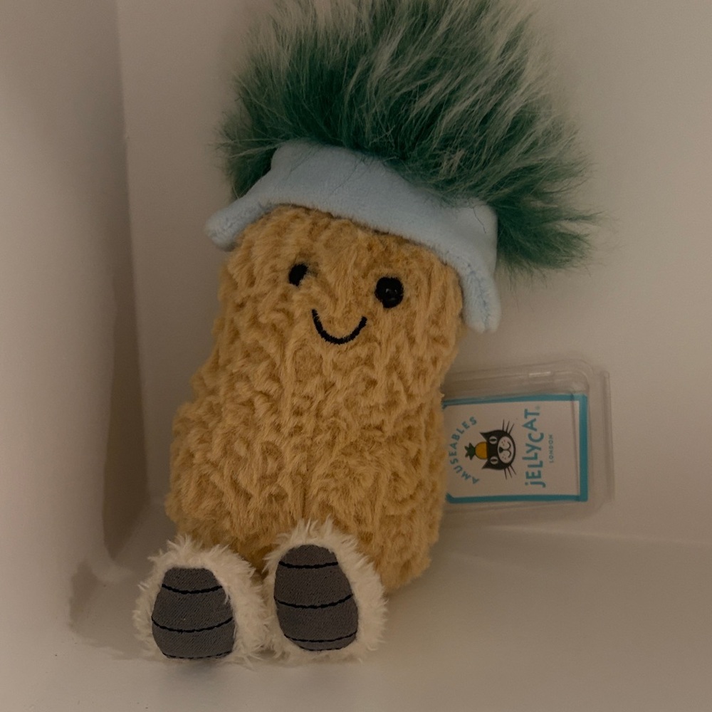 Jellycat Yellow Pineapple Plush with Green Tuft and Blue Cap